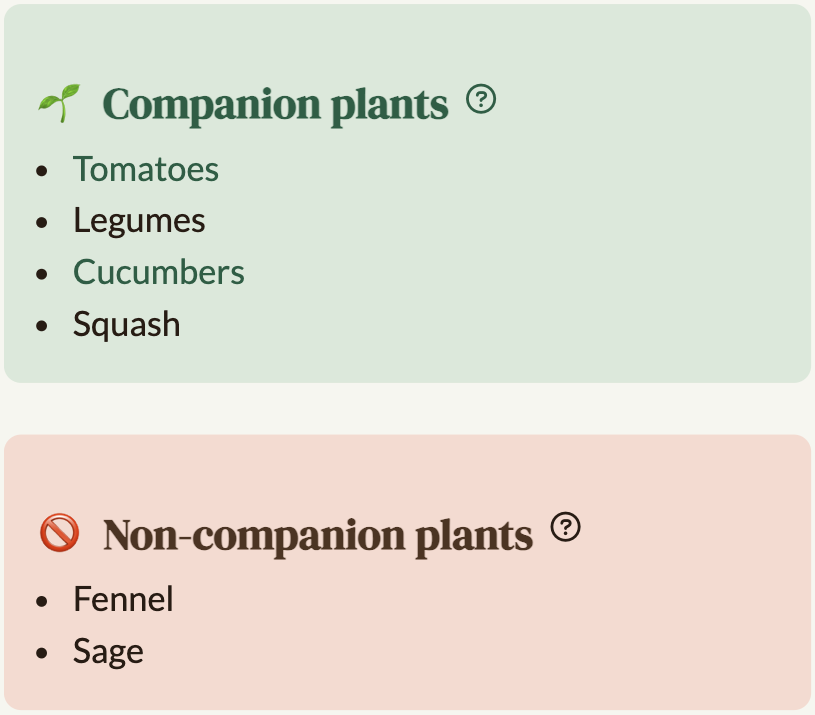 Companion and non-companion plants